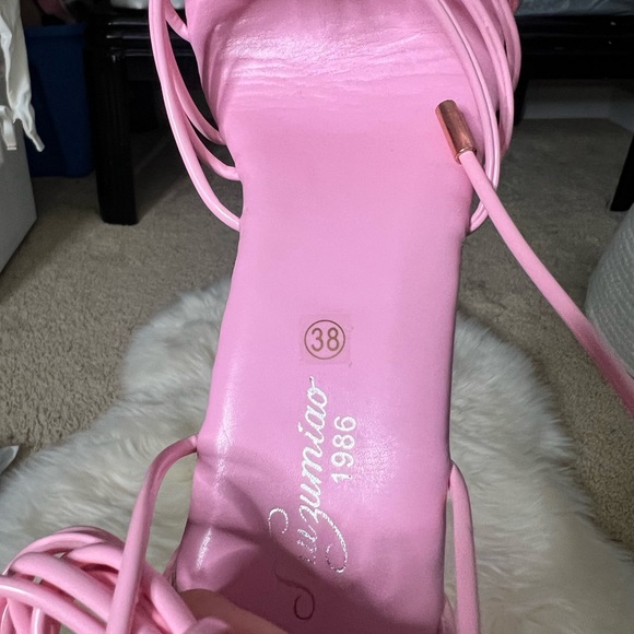 Never worn. Lace up platform heels. - Picture 2 of 2